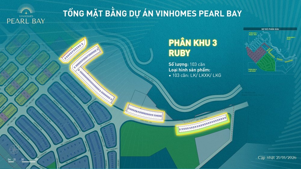 Mặt bằng phân khu Ruby Vinhomes Pearl Bay